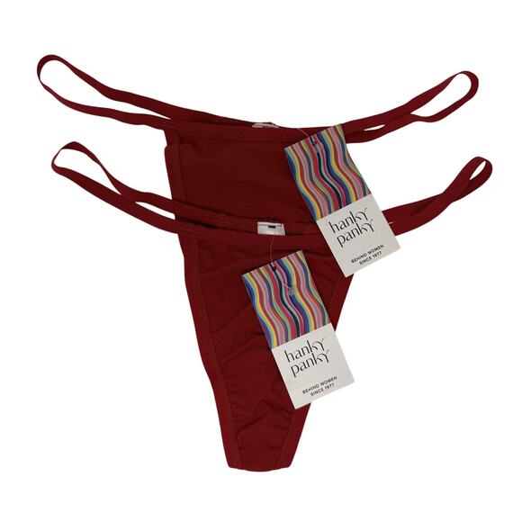 Hanky Panky G String Panties Womens OS Red 2 Pack Breathe Soft Thongs MRSP $40 - Picture 1 of 7